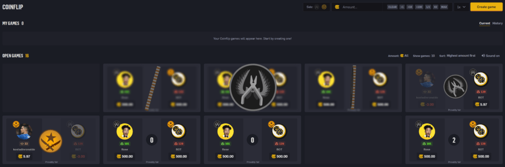 Coinflip game on CSGOEmpire