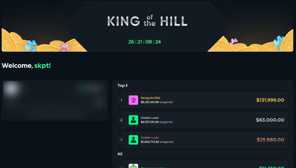 King of the Hill wagering event on Gamdom